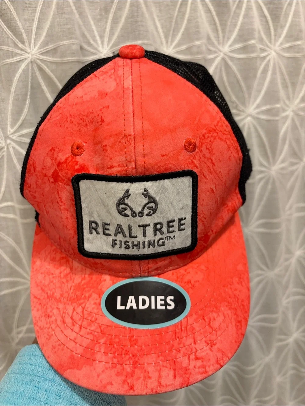 Realtree Fishing Ladies Coral Pink and Black Trucker Cap